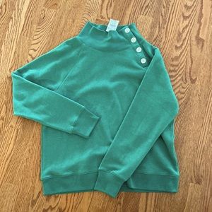 NWT JCrew Factory Green Button Collar Sweatshirt size L